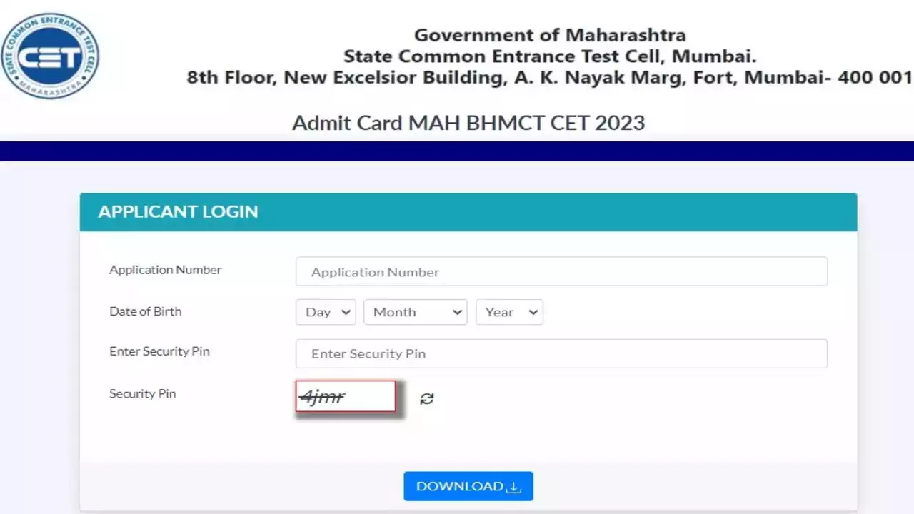 MAH BHMCT CET Admit Card 2023