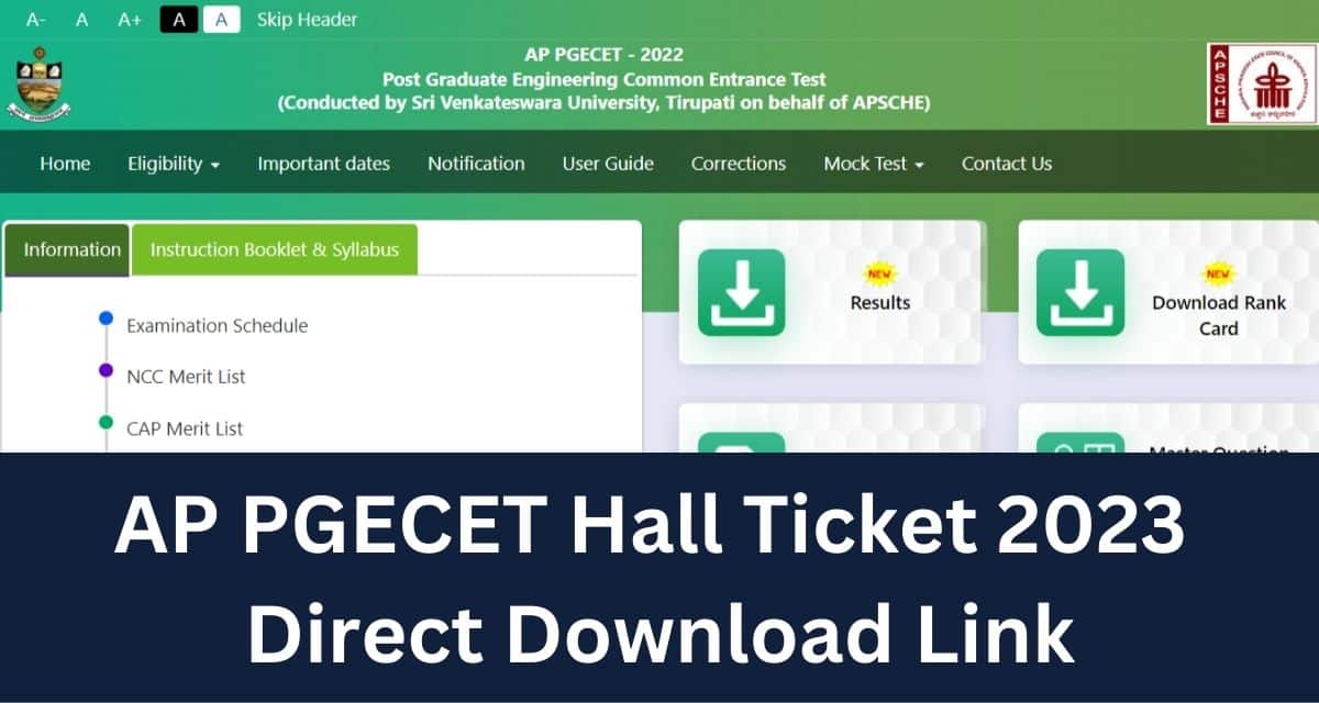AP PGECET Admit Card 2023 download link