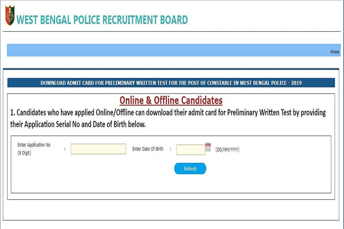 west bengal police admit card download,WB Police Admit Card