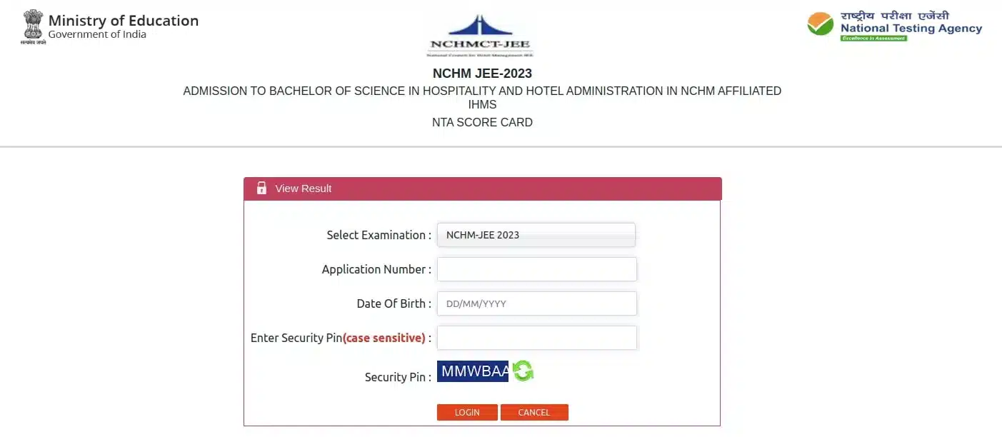 NCHMCT JEE Result 2023